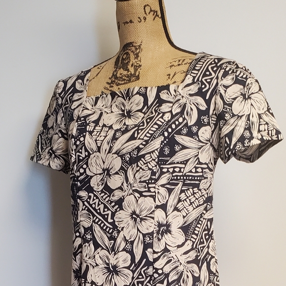 Jade Fashions Made in Hawaii Cotton Tropical Hibiscus Hawaiian  Maxi Dress Large - Picture 6 of 10